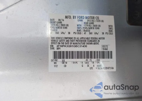 2016 Ford Edge Se from USA, damaged, VIN 2FMPK3G91GBC31430